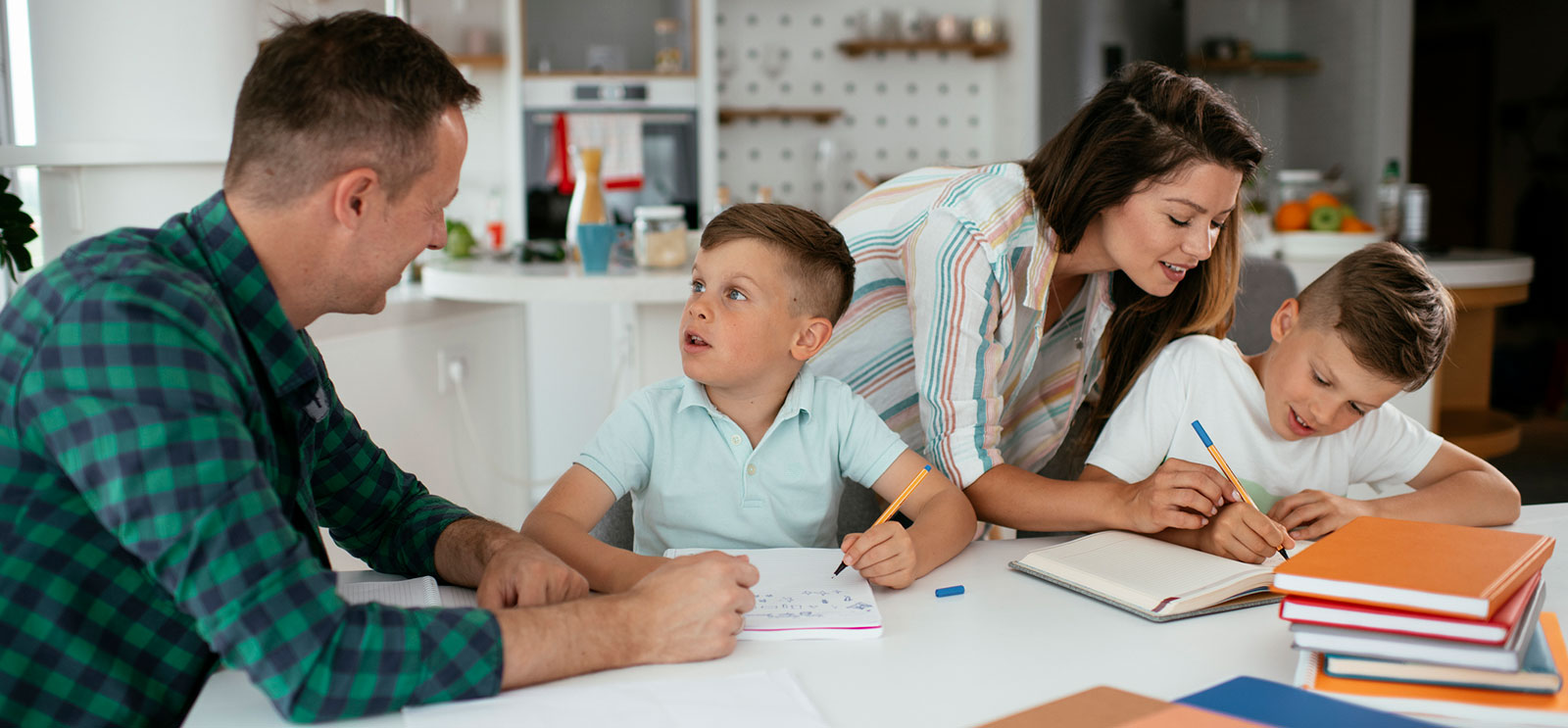 Young family in kitchen