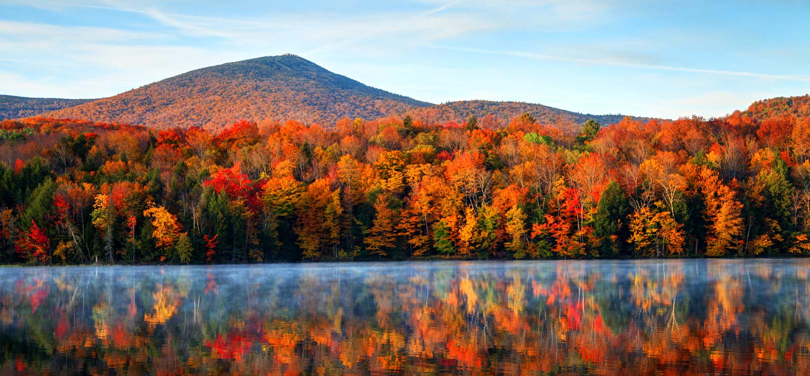 Lake with trees and mountains